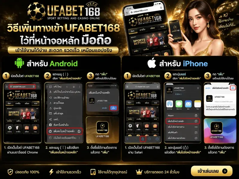 วิธีเพิ่มทางเข้า ufabet มือถือ ไว้ที่หน้าจอหลัก Android และ iPhone