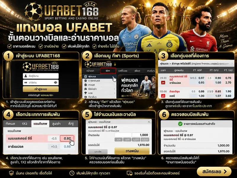 แทงบอล ufabet UFABET168 ขั้นตอนวางบิลและอ่านราคาบอล